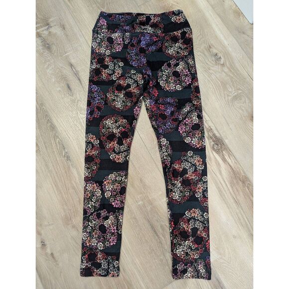 O/S LuLaRoe Floral Skull Floral Sugar Skull Leggings - Unicorn | Rare | HTF! - Picture 3 of 9